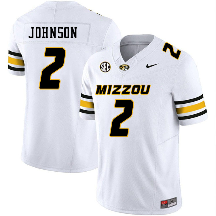 Men #2 Marquis Johnson Missouri Tigers College Football Jerseys Stitched-White